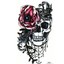 JUSTFOX Temporäres Tattoo – Totenkopf Mit Rosen & Federn, Wasserfest, Für Festivals & Strand