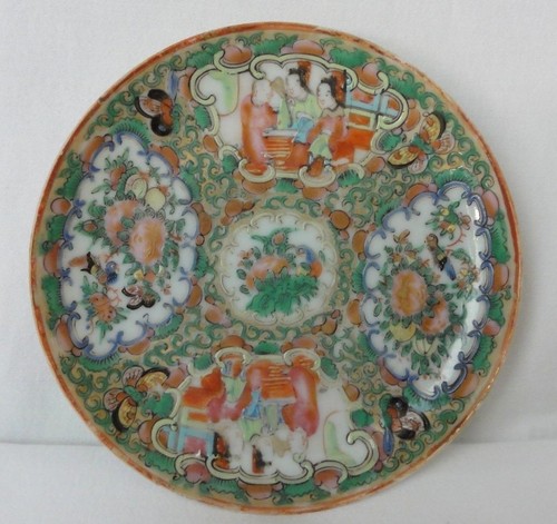 "Antiguo plato medallón rosa porcelana china de 5 1/4" - Imagen 2 de 12