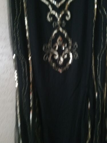 Metme Long Evening Black And Gold Dress Small - Picture 3 of 8