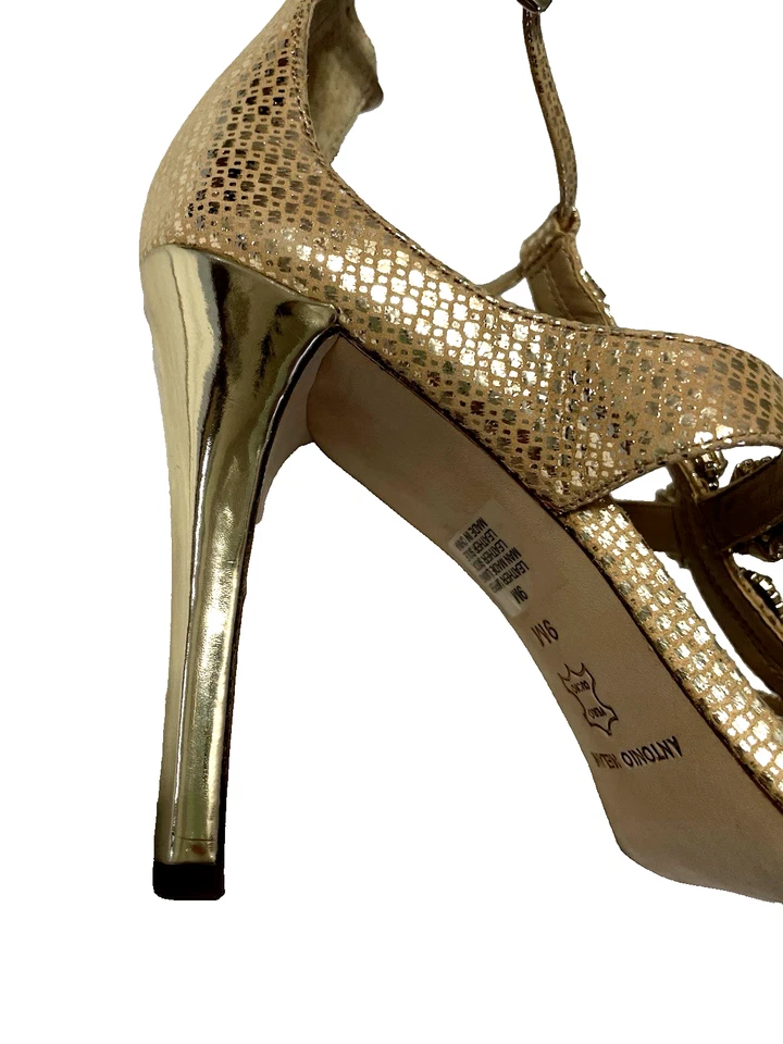 Sapatos Antonio Melani 4" Salto Alto Glamouroso 9M Strass Embelezado Formal - Imagem 2 de 4