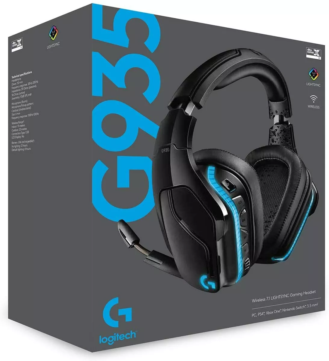 Auricular Gaming Logitech G G935 Inalámbricos LightSync 7.1