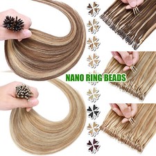 8A Highlight Nano Ring Beads Micro Loop 100 Remy Human Hair Extensions THICK US