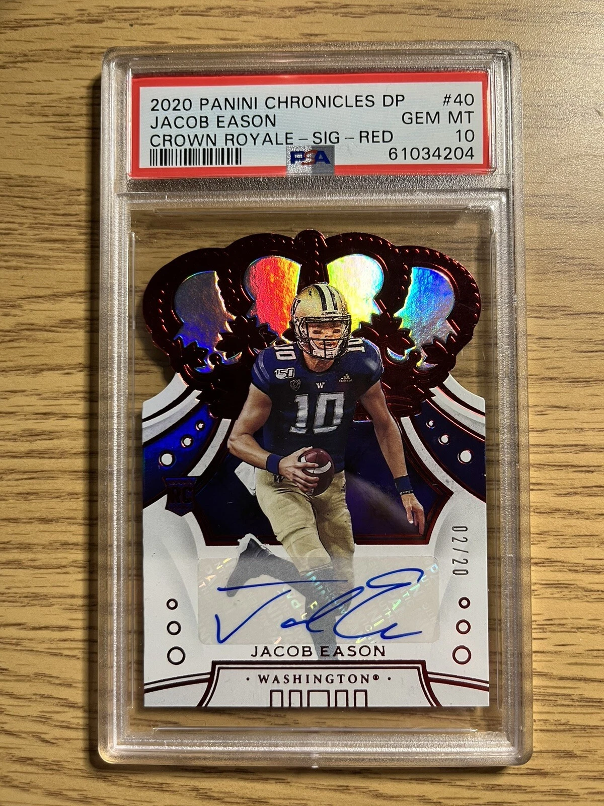 Jacob Eason Panini Chronicles Draft Picks Crown Royale #40 Signature-Red