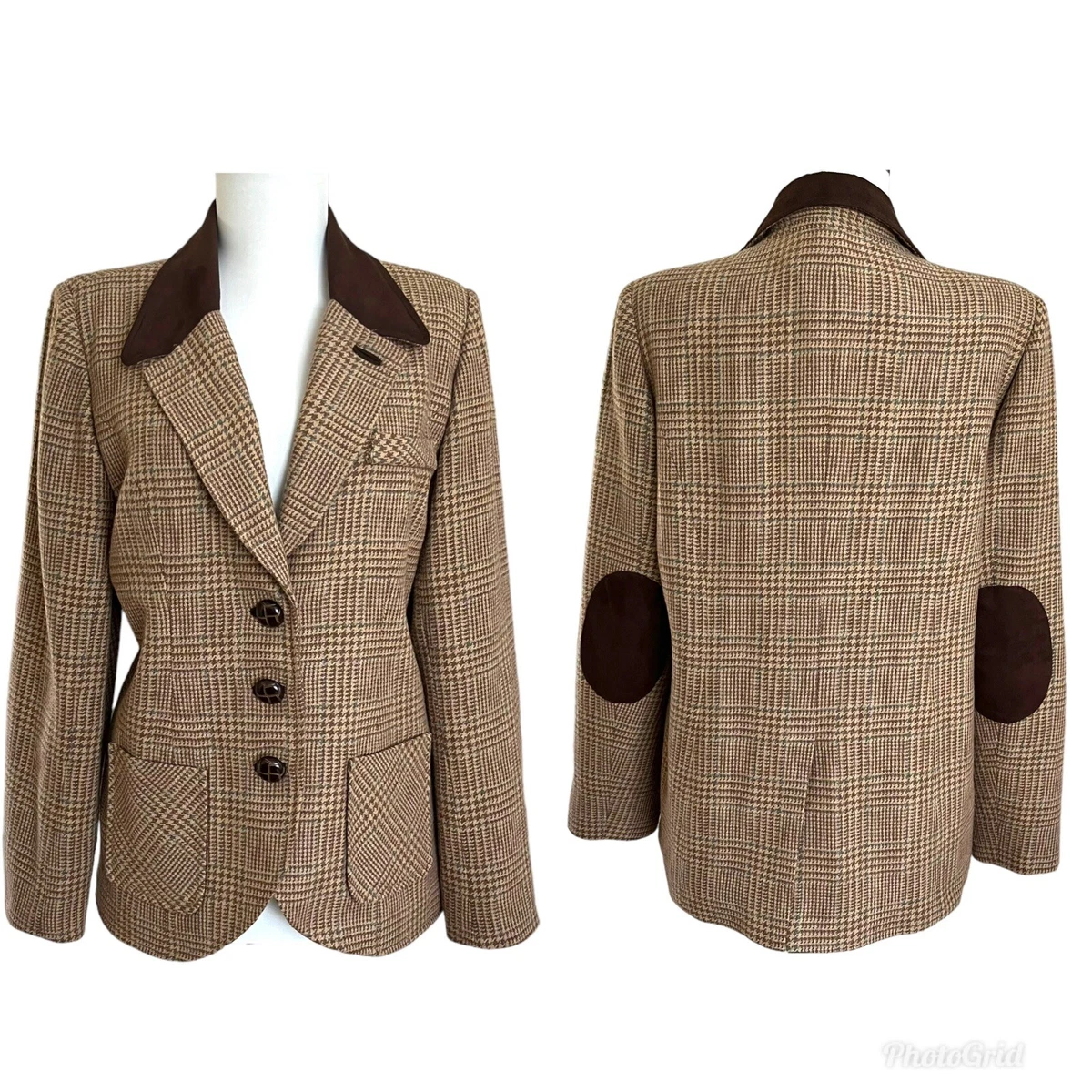 Womens Tweed Blazer With Elbow Patches