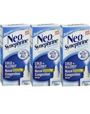 3 PACK- Neo-Synephrine Nasal Decongestant Spray Regular Strength 15ml Each