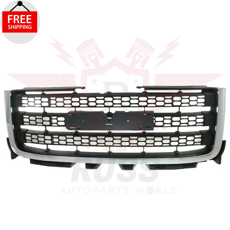 New Front Grille Chrome with Black For 2011-14 GMC Sierra 2500 HD Sierra 3500 HD - Imagem 2 de 4