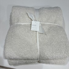 Pottery Barn Cozy Teddy Faux Fur Blanket Throw 60x80 Ivory NWT