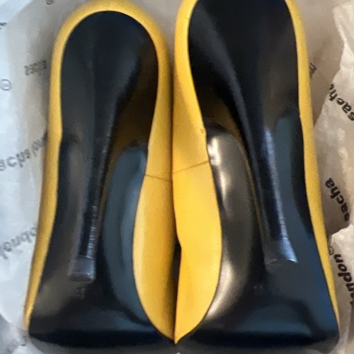 SACHA LONDON - RARE - Kid Leather Yellow Heels W Butterfly Bow Size 9 B - Picture 6 of 9
