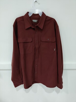 NWoT Eddie Bauer Mens Heavyweight Brushed Fleece Button Up Red Size XL $80 CC291