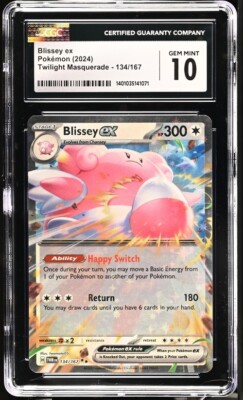 CGC Gem Mint 10 Blissey ex 134/167 Pokémon Twilight Masquerade Low