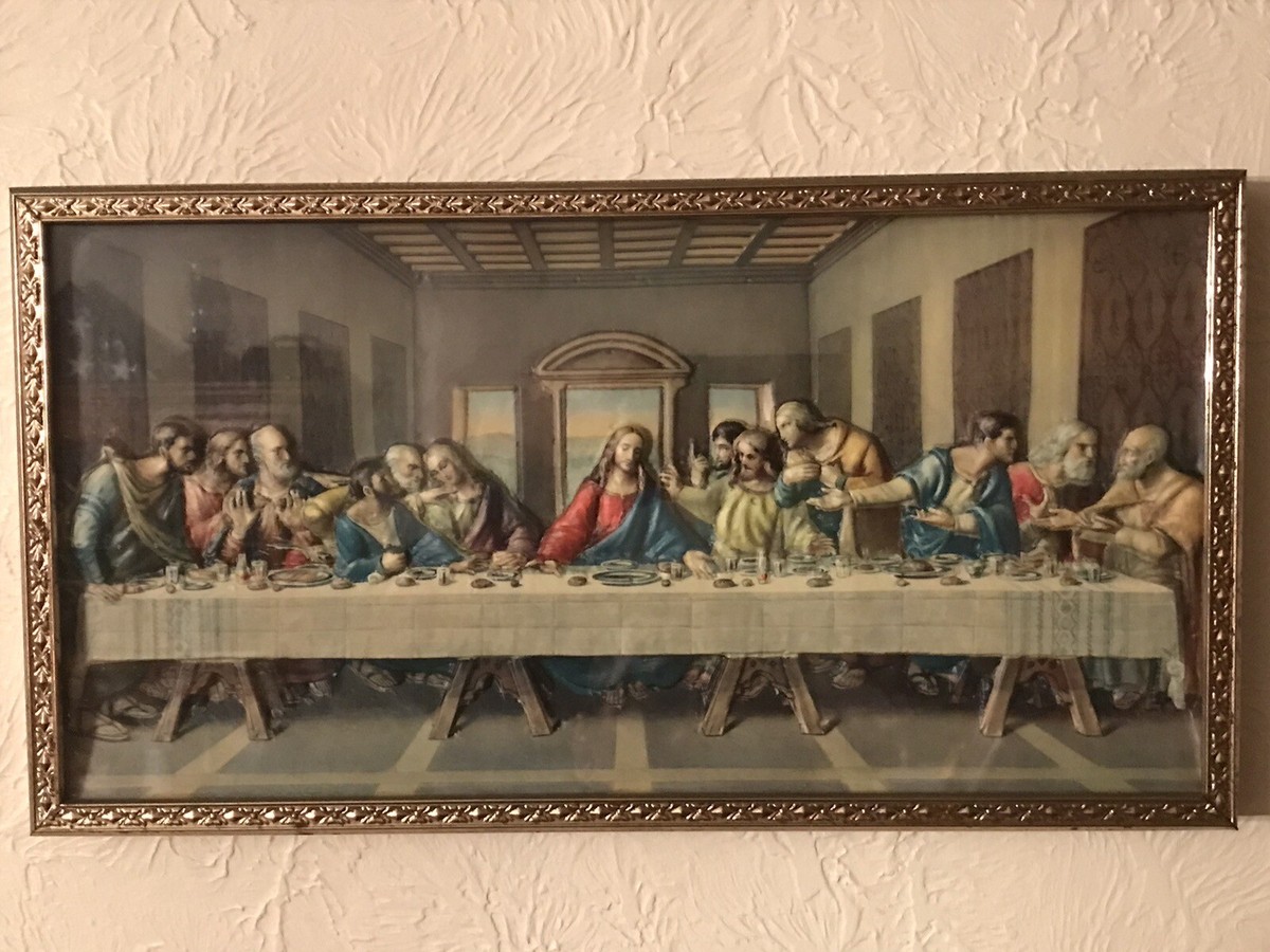 Last Supper 8” x 15” Metal Framed Molded Plastic 3D Relief Picture