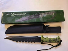 TAC ASSAULT KNIFE 15" Black Stainless Steel Fixed 10" Blade Hunting