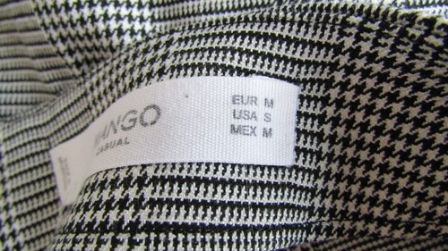 MANGO Black White Grey Mix Plaid Check Tweed Mini Skirt Frill Trim Size M - Picture 6 of 8