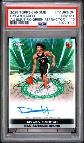 2025 TOPPS CHROME AUTO ISSUE ROOKIES GREEN REFRACTOR DYLAN HARPER RC /99 PSA 10