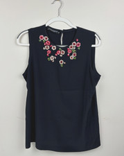DOLCE & GABBANA Embroidered Flowers Silk Blend SLEEVELESS TUNIC SHIRT Blouse 44
