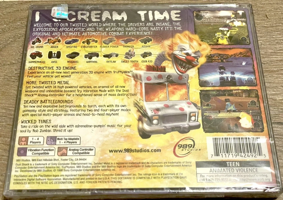 Twisted Metal III Playstation PS1 1998 BRAND NEW SEALED Black Label Excellent - Image 2 of 4