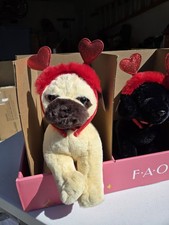 FAO Schwarz 12" Sparklers Toy Plush PUG Valentines Dog