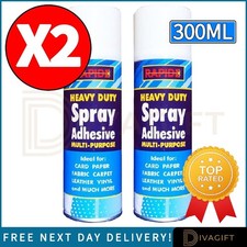 2 x SPRAY ADHESIVE CONTACT GLUE 300ML STRONG TAPE FABRIC CARPET FOAM HEAVY DUTY