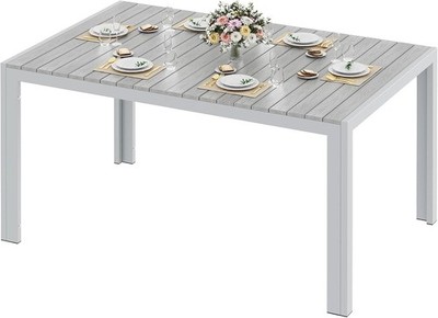 Wetterfester Gartentisch 140x90x75 cm   Aluminium & WPC Platte, 6 8 Personen