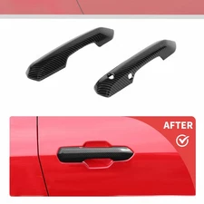 2X Carbon Fiber Side Door Handles Trim Cover for 2024 2025 Ford Mustang Exterior