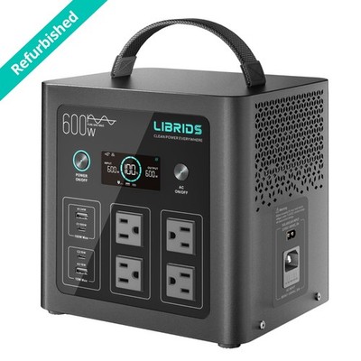 LIBRIDS Portable Power Station 640Wh, 1200W Surge, Solar Generator 4 AC