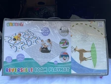 Large foam folding playmat 76" x 56" (6.3' x 4.6') with case, infants and babies