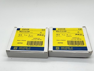 2x Schneider Electric Square D 24508 MULTI 9 C60 16A 1P D-Curve MCB 277V   NEW