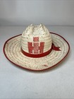 VINTAGE INTERNATIONAL HARVESTER STRAW COWBOY HAT IH RED LOGO SIZE MEDIUM