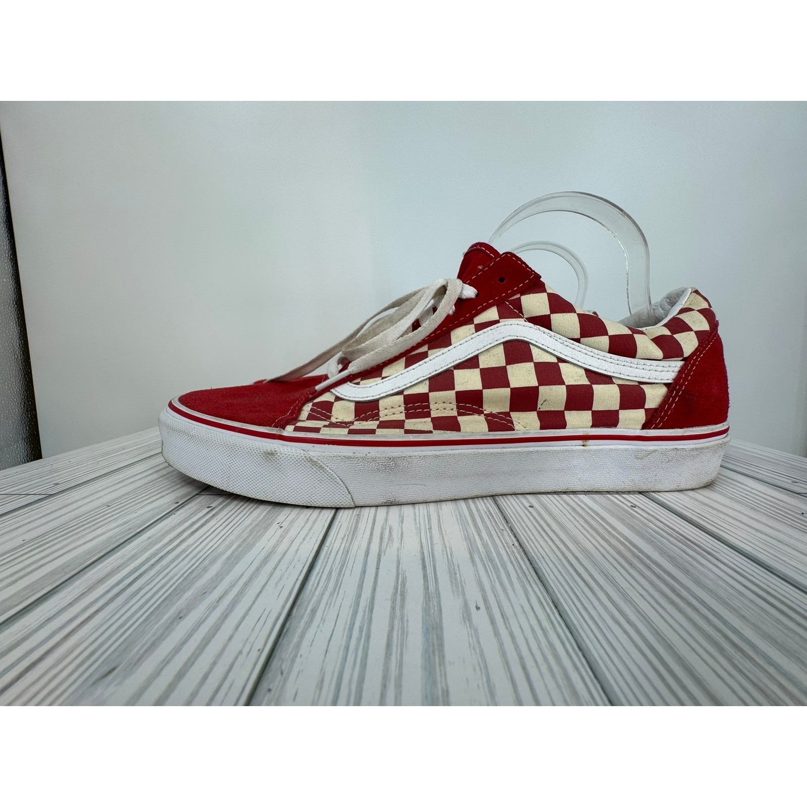 Vans Skater Low Top Red Checkerboard Suede Canvas Sneakers Men's Shoes Size 12 thumbnail 3