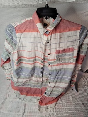 Womens Universal Thread Small, Red, white blue stripes Long Sleeve button-up