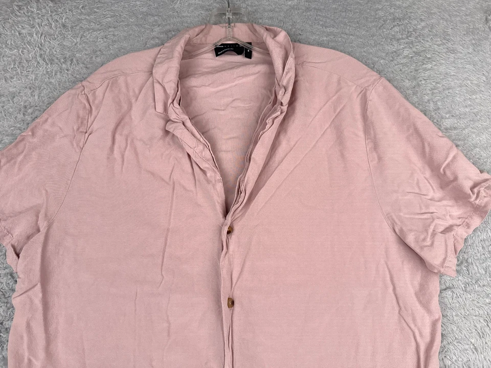 Asos Shirt Men Medium Pink 100% Rayon Button Up Short Sleeve Hawaiian READ - Image 4 of 4
