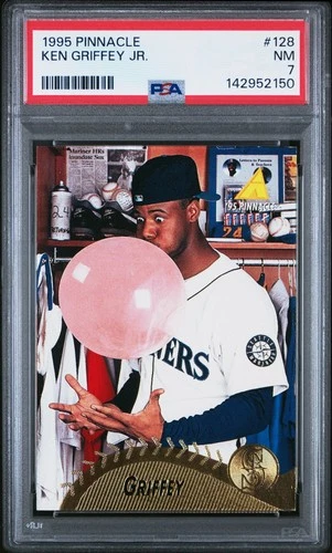 1995 Pinnacle Ken Griffey Jr. #128 Bubble Gum Card PSA 7