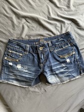 Almost Famous Juniors 9 Blue Denim Cut-Off Shorts Low Rise 5-Pocket 2.5"