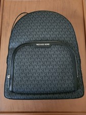 MICHAEL KORS JAYCEE LARGE ZIP POCKET LEATHER BACKPACK BLACK MK LOGO