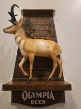 Vintage 1970’s Olympia Beer Wildlife Series Bar Sign Antelope 16 x 9”