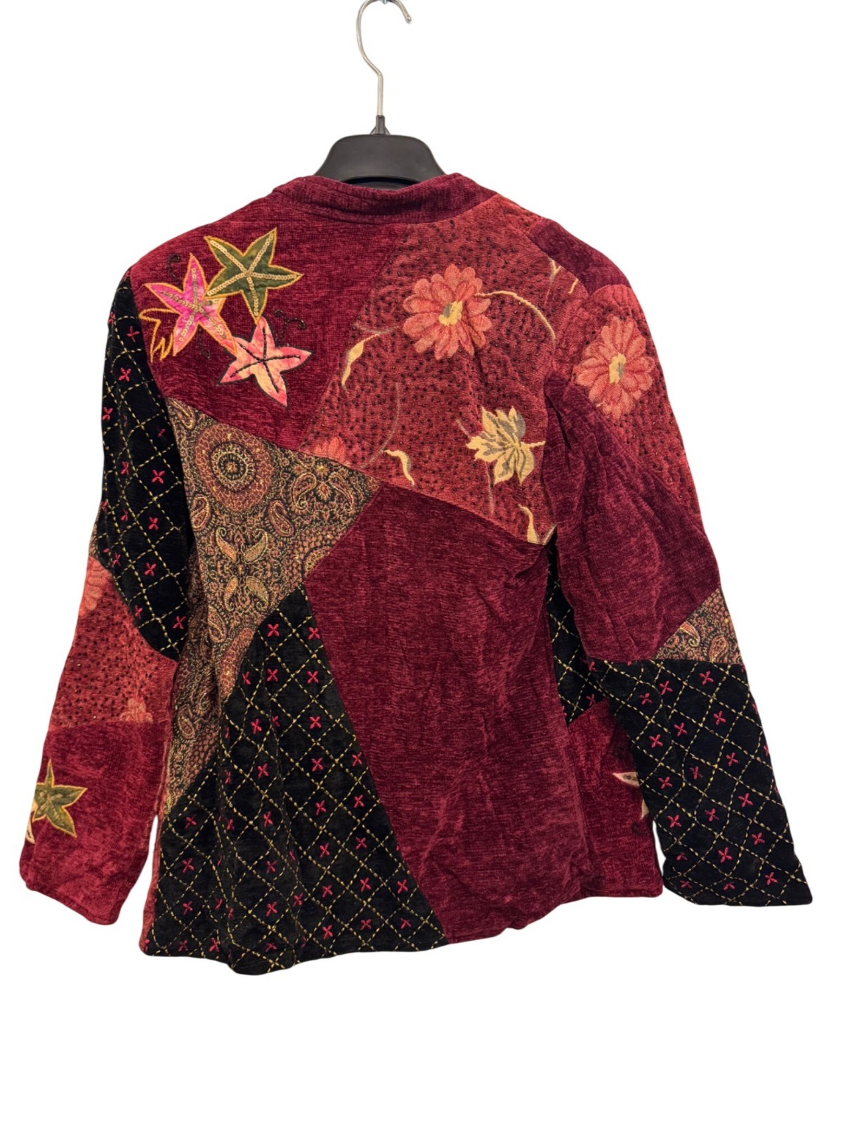 Vintage Indigo Moon Patchwork Jacket XS Rayon Pol… - image 2