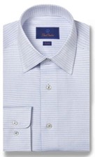 David Donahue White & Blue Micro Dobby Dot Dress Shirt Trim, 15.5 32/33 MSRP 155