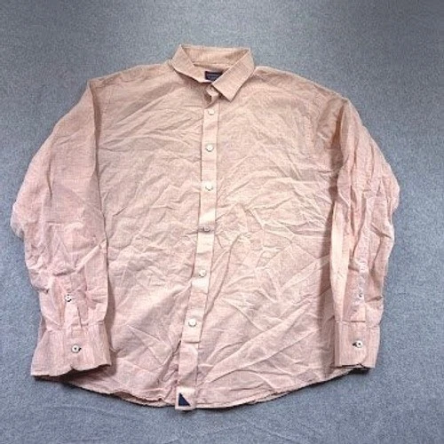 Camisa masculina UNTUCKit com botões XL linho pêssego mistura de algodão casual trabalho leve - Imagem 2 de 4