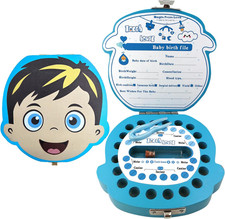Baby Tooth Fairy Box, First Tooth Keepsake Box for Kids - Wooden Tooth Holder 