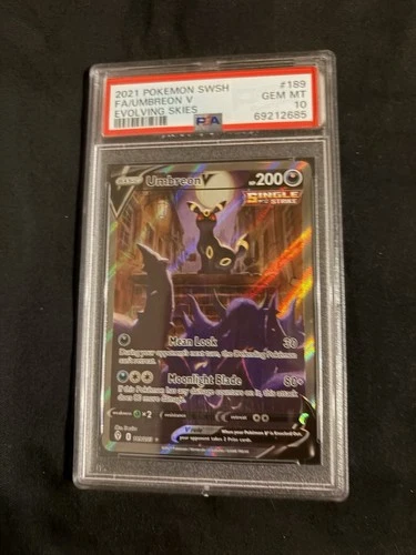2021 POKEMON SWORD & SHIELD EVOLVING SKIES #189 FULL ART/UMBREON V PSA 10