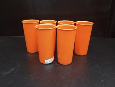 Tupperware orange set of 6 juice cups 117