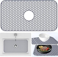 Sink Protectors Mat - 25.79"x13.98" 25.79"x13.98" - Center Drain Light Gray