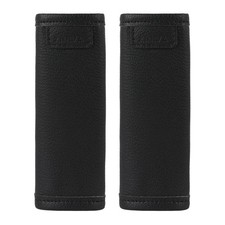 2 Pack Set Black Vegan Leather Luggage Handle Wraps, Luggage Identifiers Tags...