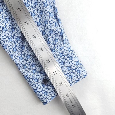 CON.STRUCT Dress Shirt Mens Med 15.5 34/35 Blue Floral Slim
