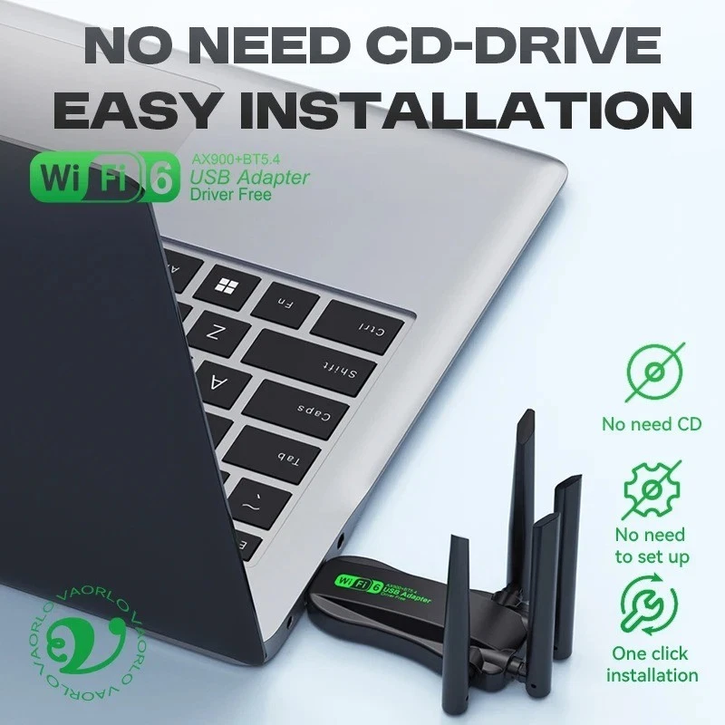 1000Mbps WiFi 6 USB Adapter Bluetooth 5.4 Dual Band 2.4G+5.8Ghz Wireless Card - Image 3 of 4