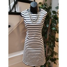 The Limited Shift Dress Women 6 Black White Striped Lined Knee Length Sleeveless