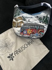 Nwt Anuschka Hand-painted Leather Slim Zip Top Hobo Bag Apres Ski Vw Van Hippie Nwt Anuschka Hand-painted Leather Slim Zip Top Hobo Bag Apres Ski Vw Van Hippie