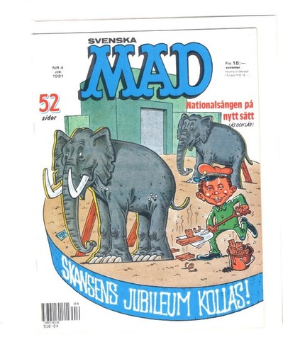 MAD MAGAZINE Sweden/Swedish Nr. 4 1991 Elephant Poop Cover
