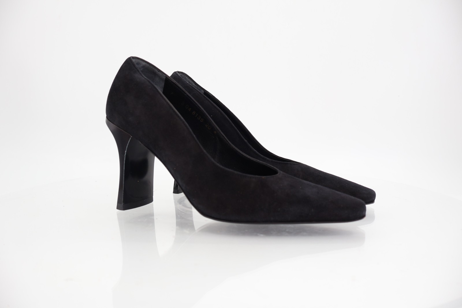 Robert Clergerie France Women's Pump Size 6.5 Square Toe Heel Black Suede Shoe