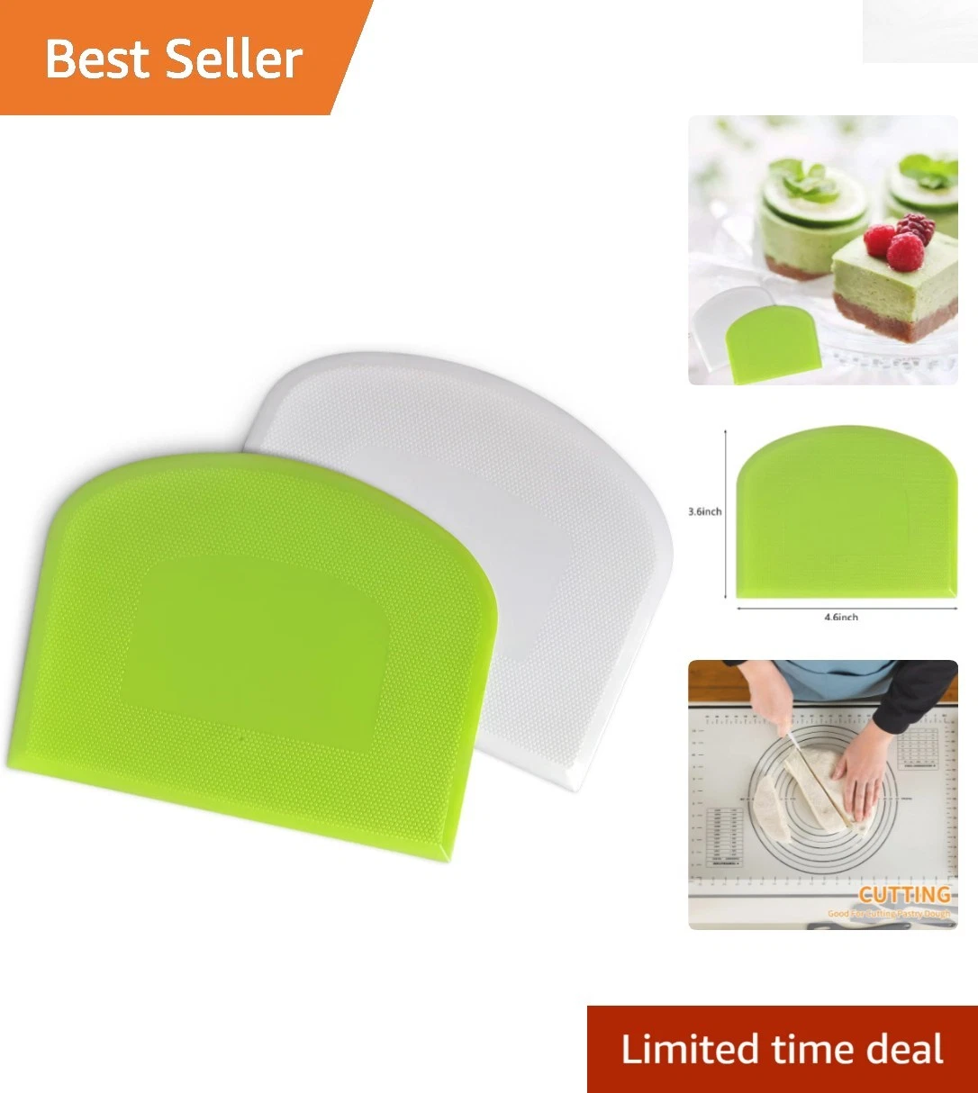 Dishwasher-Safe Flexible Plastic Dough Scrapers - 2-Piece Set in Vibrant Colors
Opens in a new windo